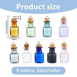 18Pcs 9 Colors Glass Wishing Bottles Pendants&nbsp;GLAA-WH0039-70