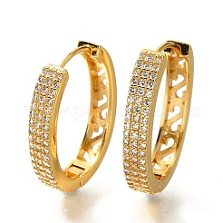 Brass Cubic Zirconia Hoop Earrings&nbsp;EJEW-M048-05G