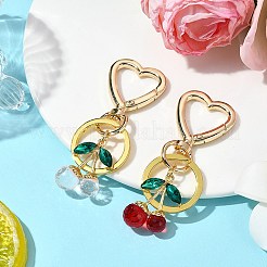 Cherry Alloy & Glass Pendant Decoration&nbsp;HJEW-SW00115-01