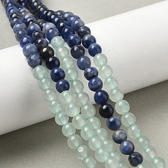 Chakra Natural Red Jasper & Yellow Jade & Green Aventurine & Tiger Eye & Sodalite & Amethyst Beads Strands&nbsp;G-NH0002-E02-4mm