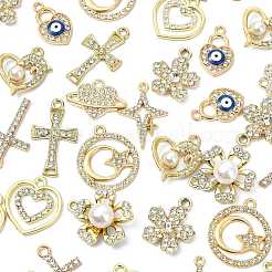 50Pcs 10 Styles Alloy Crystal Rhinestone Pendants&nbsp;ALRI-FS0001-14