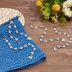4Pcs 4 Style Acrylic Beaded Knitting Row Counter Chains with Alloy Sheep Charm&nbsp;HJEW-AB00664