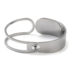 Non-Tarnish Hollow Out 304 Stainless Steel Wide Cuff Bangles&nbsp;BJEW-G689-01P