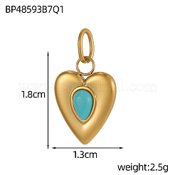 304 Stainless Steel Synthetic Turquoise Pendants&nbsp;STAS-OY007-29G