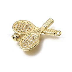 Brass Micro Pave Clear Cubic Zirconia Pendants&nbsp;KK-K427-23G