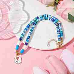 Alloy Enamel Flower Pendant Necklace&nbsp;NJEW-JN04537-01