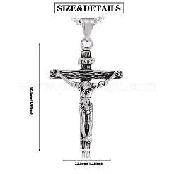 Cross Pendant Necklace with Jesus Crucifix Religious Necklace Sacrosanct Charm Neck Chain Jewelry Gift for Birthday Easter Thanksgiving Day&nbsp;JN1109A