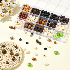 15 Styles Natural Wood Beads&nbsp;WOOD-FS0001-34