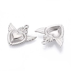 304 Stainless Steel Heart with Wings Pendants&nbsp;STAS-T067-27P
