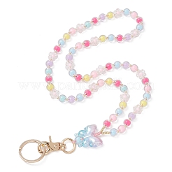Acrylic & Round Seed Beads Card Holders Neck Strap Chain&nbsp;HJEW-MZ00231
