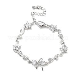 Brass Micro Pave Cubic Zirconia Link Chain Bracelets for Women&nbsp;BJEW-C156-04E-04P