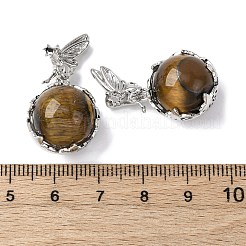 Natural Tiger Eye Round Pendants&nbsp;G-G207-01P-04