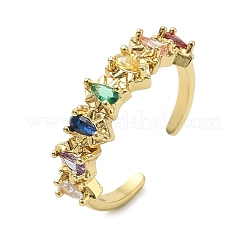 Brass Micro Pave Cubic Zirconia Cuff Open Rings for Women&nbsp;RJEW-C163-08G