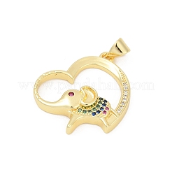 Brass Micro Pave Cubic Zirconia Pendants&nbsp;KK-D317-089G