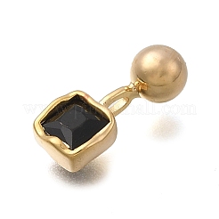 Brass Micro Pave Cubic Zirconia Square Charms&nbsp;KK-D500-01G