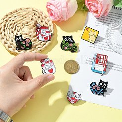 9Pcs 9 Styles Cartoon Cat & Flower Enamel Pins&nbsp;JEWB-SZ0002-07