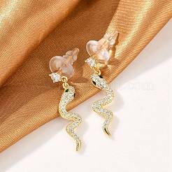Brass Micro Pave Clear Cubic Zirconia Stud Earrings&nbsp;EJEW-P301-14G