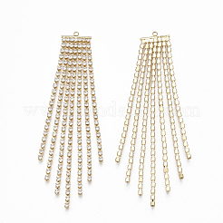 Brass Cubic Zirconia Big Chain Tassel Pendants&nbsp;KK-S348-240G