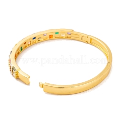 Brass Pave Colorful Cubic Zirconia Hinged Bangles for Women&nbsp;BJEW-S147-33G-B