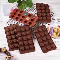 5 Pcs 5 Style 15-Cavity Silicone Flower Shaped Fondant Molds&nbsp;DIY-BG0001-05
