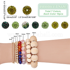 70Pcs 7 Colors Pave Disco Ball Beads&nbsp;RB-PH0001-34