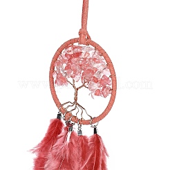Iron Woven Web/Net with Feather Pendant Decorations&nbsp;LS-AJEW-P097-11