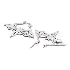 Non-Tarnish 304 Stainless Steel Bat Hoop Earrings for Women&nbsp;EJEW-R156-07P