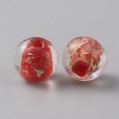 Handmade Gold Sand Lampwork Beads&nbsp;LAMP-WH0011-03B-03