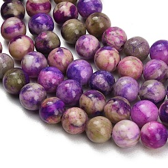 Dyed Natural White JadeImitation Charoite Smooth Round Beads Strands&nbsp;GG-CBA3334-A01-8mm-B