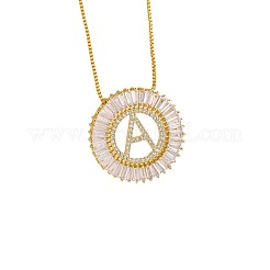 Brass Pave Clear Cubic Zirconia Ring with Letter Pendant Box Chain Necklaces&nbsp;FS-WG44D8C-01