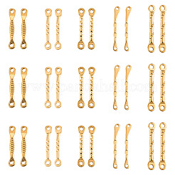 40Pcs 5 Styles 304 Stainless Steel Textured Bar Links Connector Charms&nbsp;STAS-TA0006-45