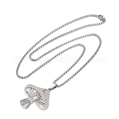 201 Stainless Steel Hollow Moon Star Mushroom Pendant Necklaces for Women&nbsp;LS-NJEW-K283-34P