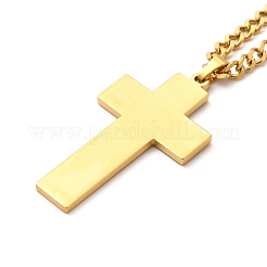304 Stainless Steel Cross Pendant Necklaces&nbsp;NJEW-M197-04G