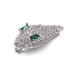 Brass Clear & Green Cubic Zirconia Connector Charms&nbsp;KK-P289-11P