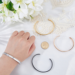 4Pcs 4 Colrs C-Shaped 201 Stainless Steel Grooved Cuff Bangles&nbsp;BJEW-SC0001-66