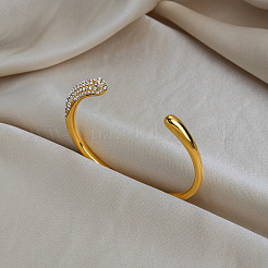 Luxury 304 Stainless Steel Micro Pave Clear Cubic Zirconia Open Cuff Bangles for Women&nbsp;UK2438