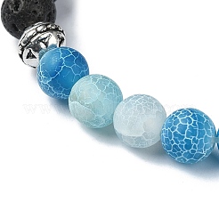 4Pcs 4 Color Natural Dyed Crackle Agate & Lava Rock Round Beaded Stretch Bracelets Set&nbsp;BJEW-TA00444