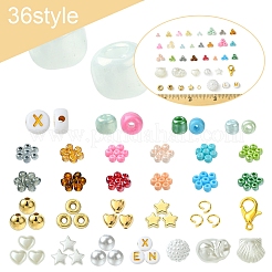 DIY Glass Seed & CCB Plastic & Imitation Pearl Beads Jewelry Making Findings Kits&nbsp;DIY-FS0008-15