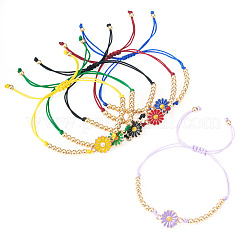 6Pcs 6 Colors Alloy Enamel Link Bracelets for Women&nbsp;BJEW-TAC0042