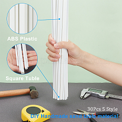 30Pcs 5 Style ABS Plastic Square Hollow Tubes&nbsp;AJEW-OC0003-08B