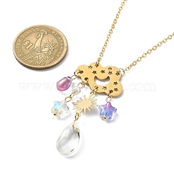 Alloy Cloud & Glass Teardrop Pendant Necklaces with 304 Stainless Steel Chains&nbsp;NJEW-TA00098