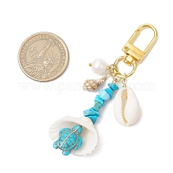 4Pcs 4 Styles Synthetic Turquoise Chip Bead and Shell Pendant Decorations&nbsp;HJEW-JM02915