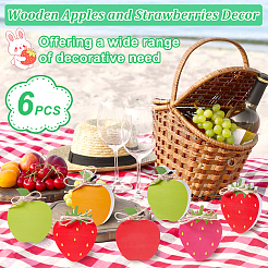 6Pcs Wood Fruits Figurines&nbsp;AJEW-GA00022