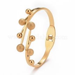 201 Stainless Steel Branch and Leaf Open Cuff Bangle&nbsp;BJEW-G648-02G