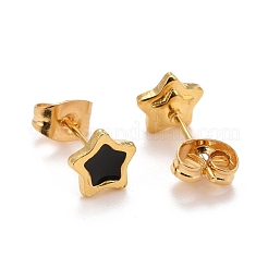 304 Stainless Steel Enamel Stud Earrings&nbsp;EJEW-B009-10G-01