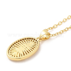 Brass Micro Pave Cubic Zirconia Pendants Necklace&nbsp;NJEW-I125-01D