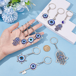 10Pcs 10 Styles Turkish Blue Evil Eye Resin Pendant Keychain&nbsp;KEYC-NB0001-66