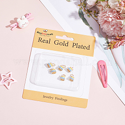 6Pcs Real 18K Gold Plated Brass Enamel Pendants&nbsp;KK-BBC0015-31