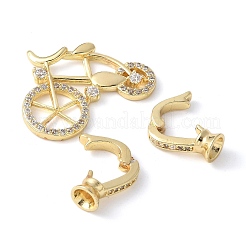 Brass Pave Clear Cubic Zirconia Fold Over Clasps&nbsp;KK-M320-18G