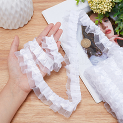9.5~10M 2-Layer Pleated Satin Organza Ribbons&nbsp;ORIB-GF0001-03B